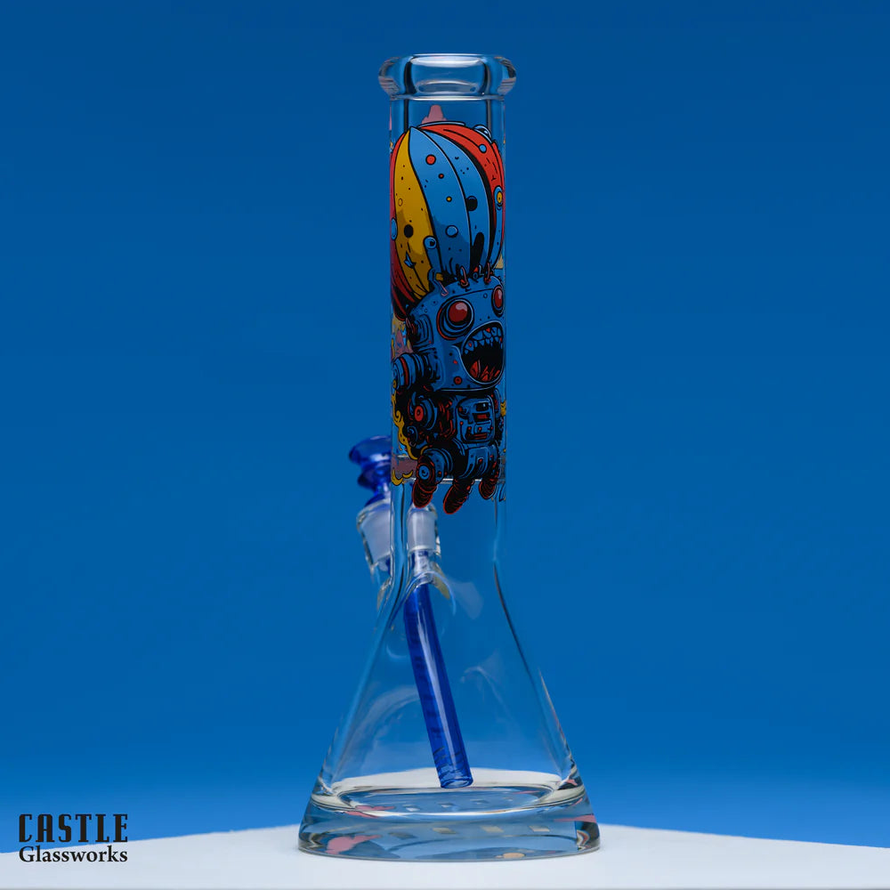 Castle Glass - Retro Robot Bong - 14" - 9mm