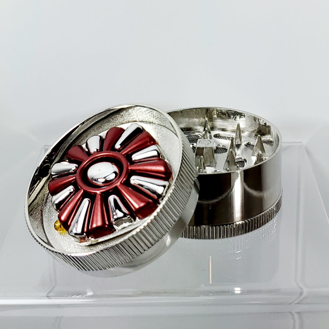 3 Piece Grinder - Metal - 50mm - Red Silver