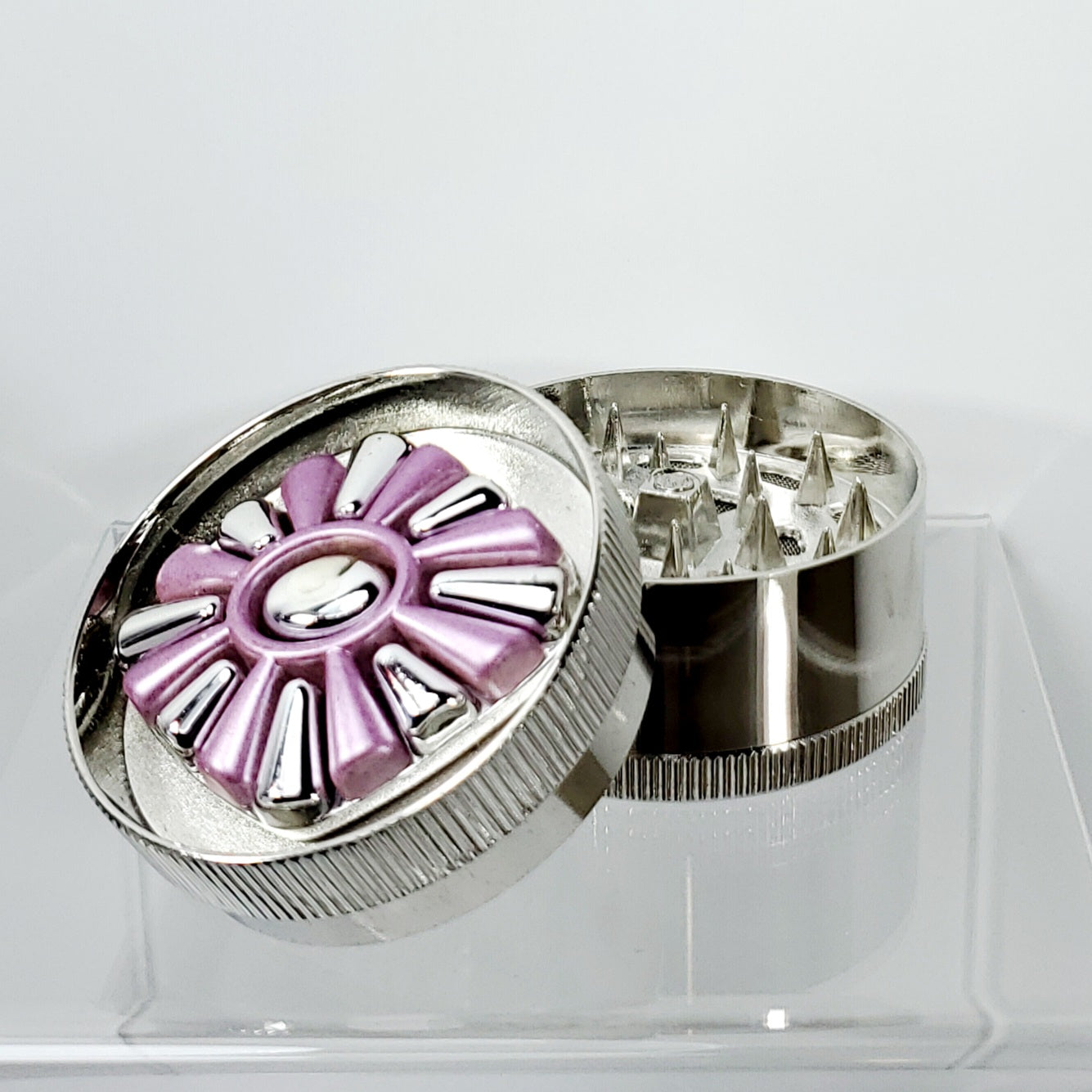 3 Piece Grinder - Metal - 50mm - Pink Silver