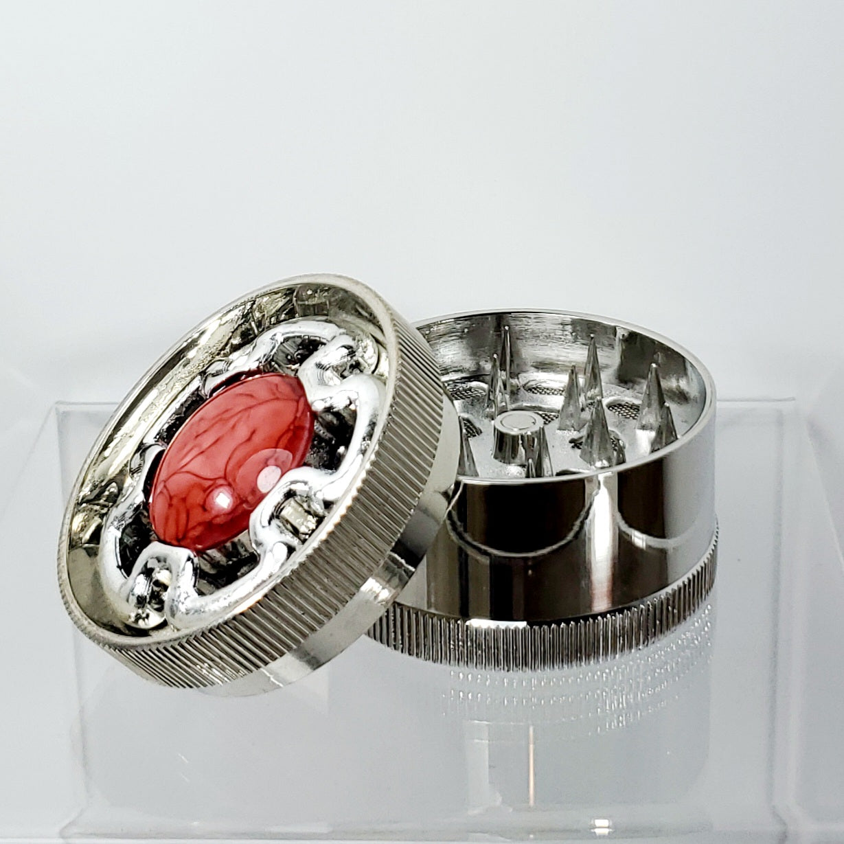 3 Piece Grinder - Metal - 50mm - Red Marble