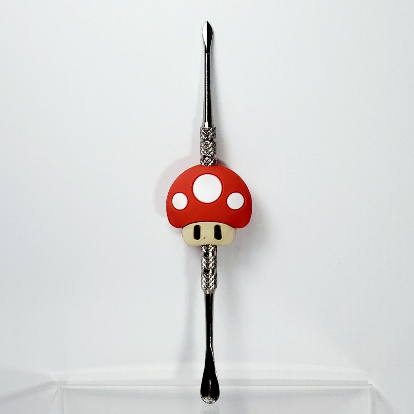 Metal Dab Tool with Silicone Character Handle - Red Mushroom