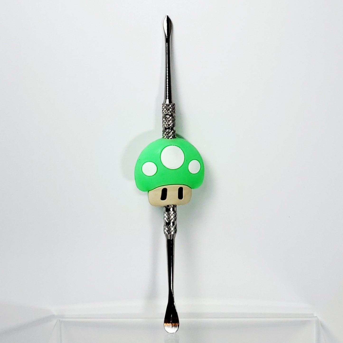 Metal Dab Tool with Silicone Character Handle - Green Mushroom
