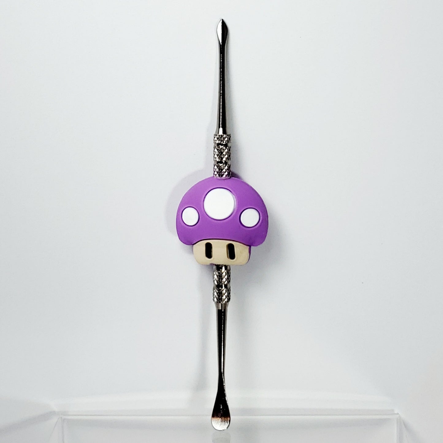 Metal Dab Tool with Silicone Character Handle - Purple Mushroom