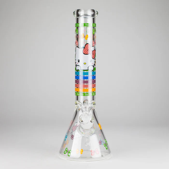 HK Kitty Beaker Bong - 14" - Stripes