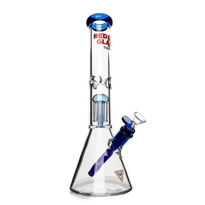 Red Eye Glass - 7mm - 8 Arm Tree Perk Bong - 14"