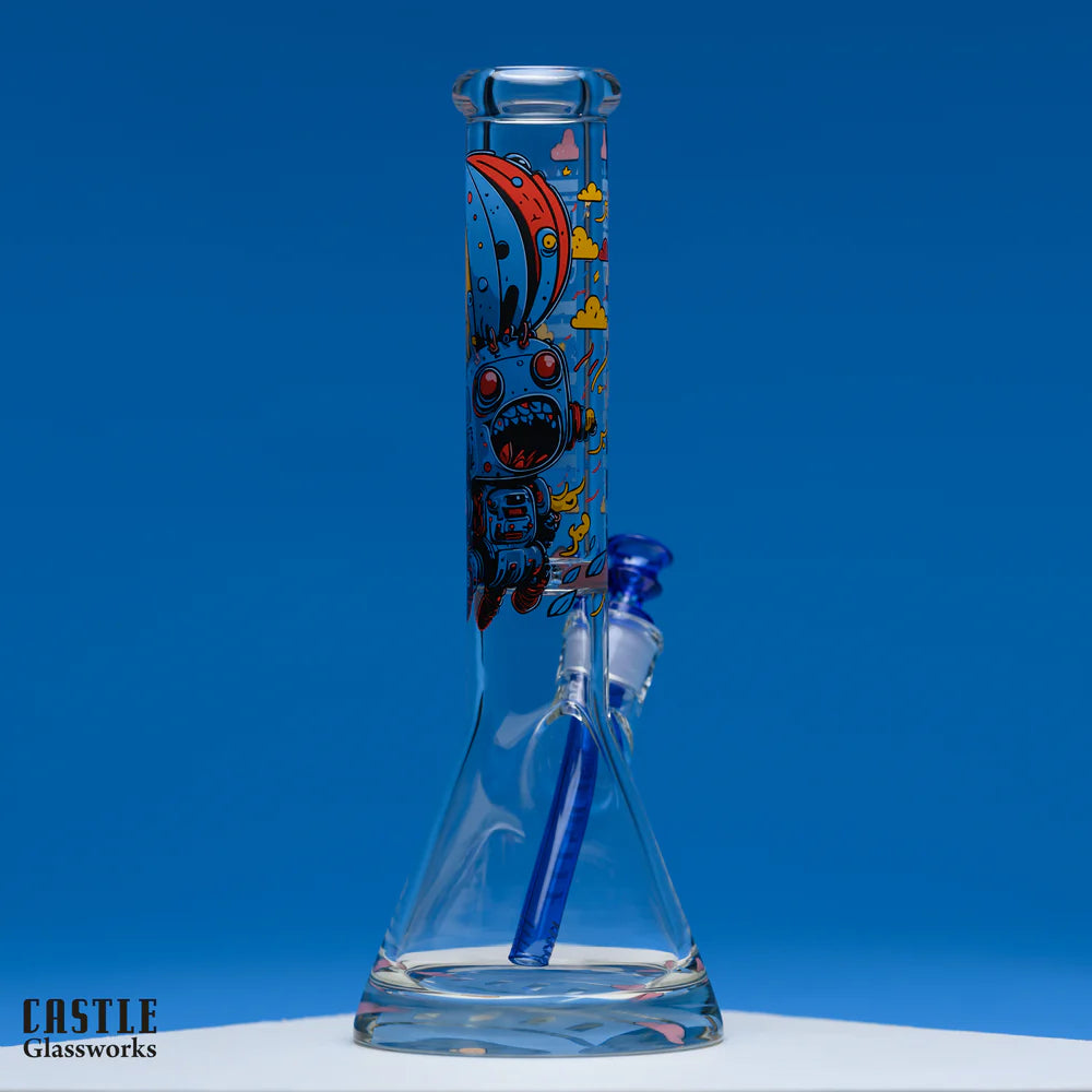 Castle Glass - Retro Robot Bong - 14" - 9mm
