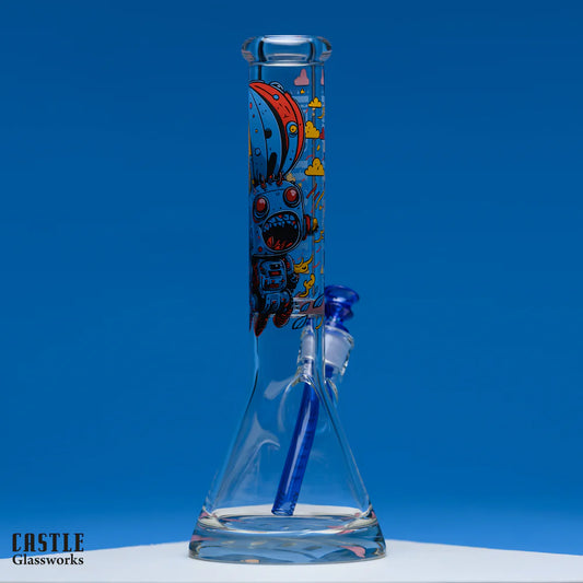 Castle Glass - Retro Robot Bong - 14" - 9mm