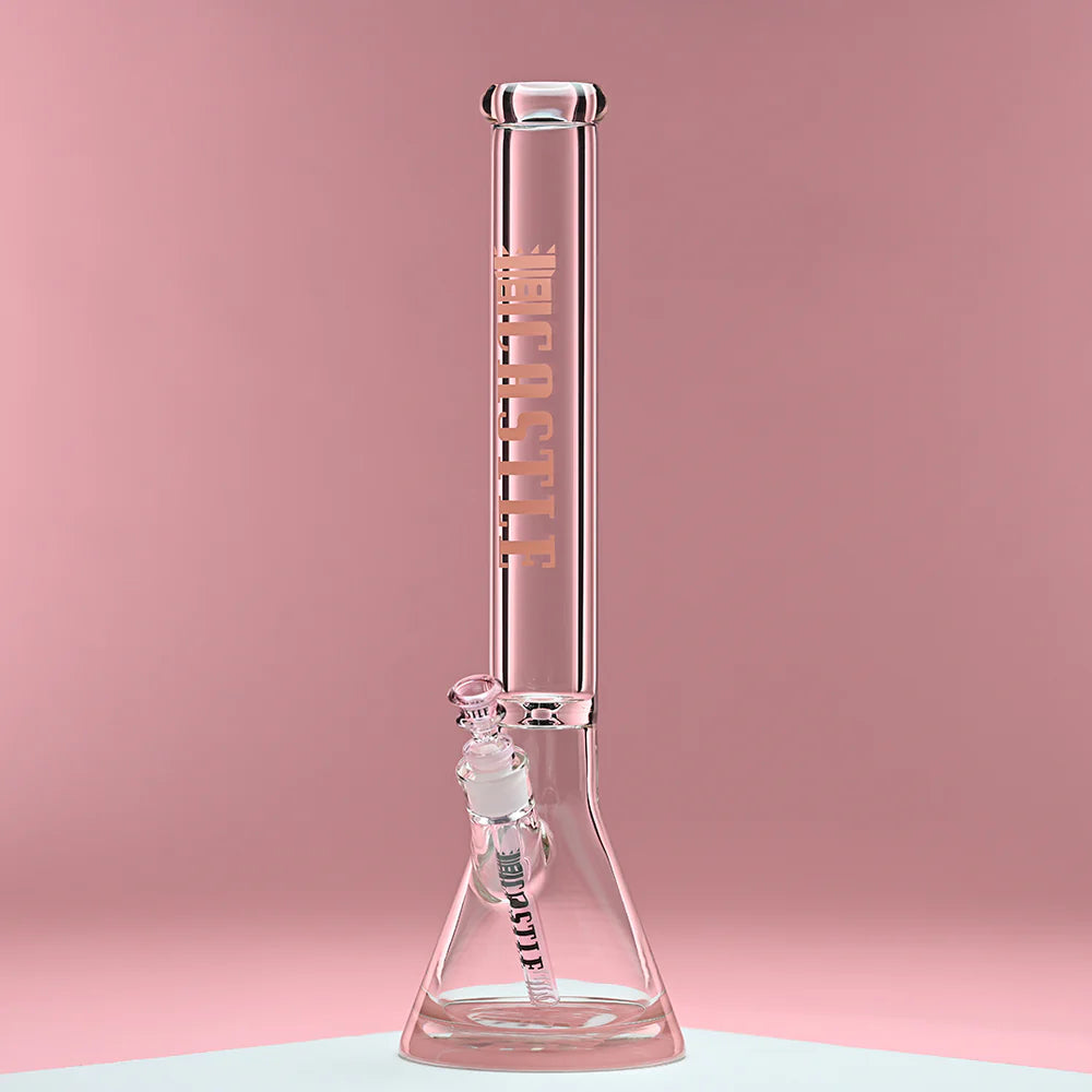 Castle Glass - Colour Logo Bong - Pink - 18' - 9mm