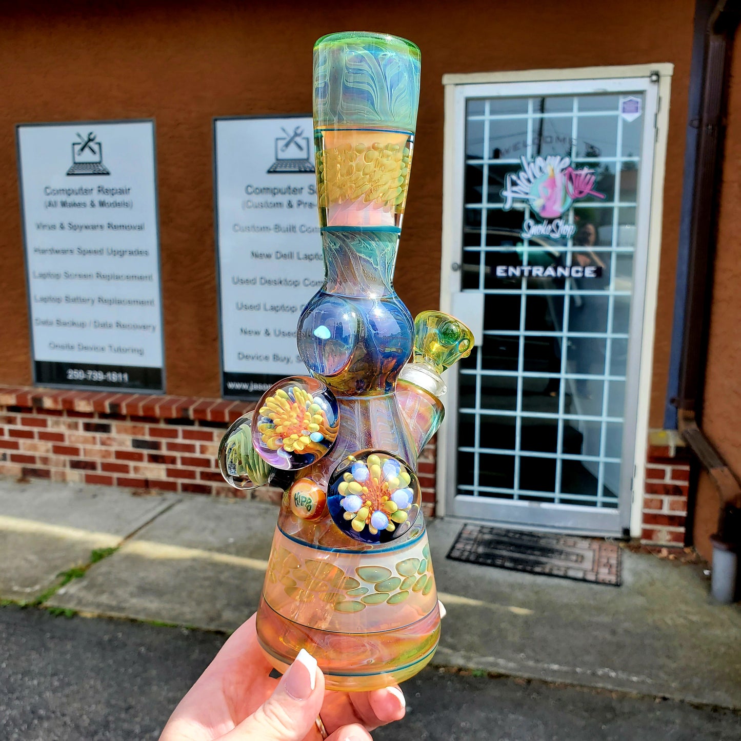 Hand blown - Flower Piece - Hippo Glass (Local BC Artist)