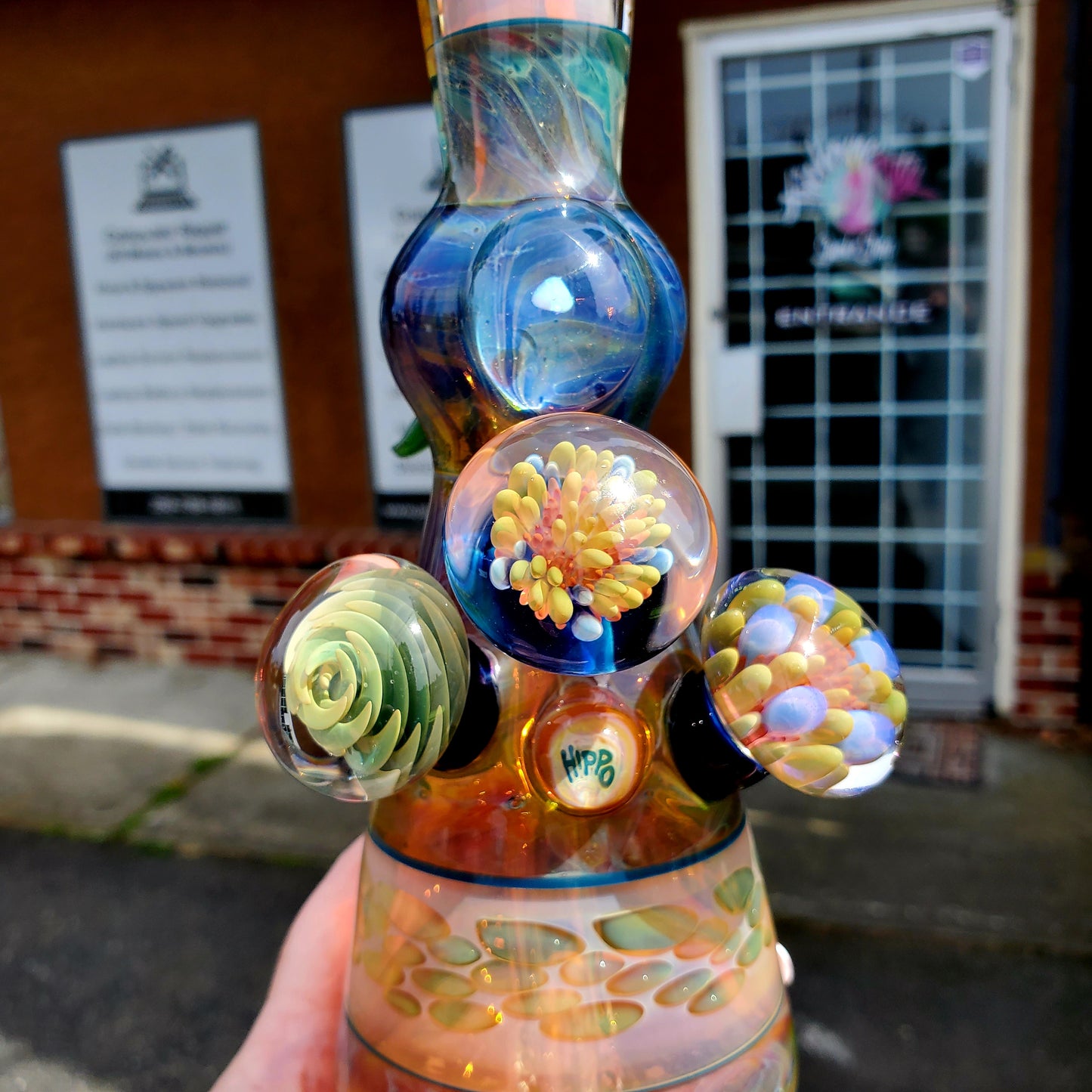 Hand blown - Flower Piece - Hippo Glass (Local BC Artist)