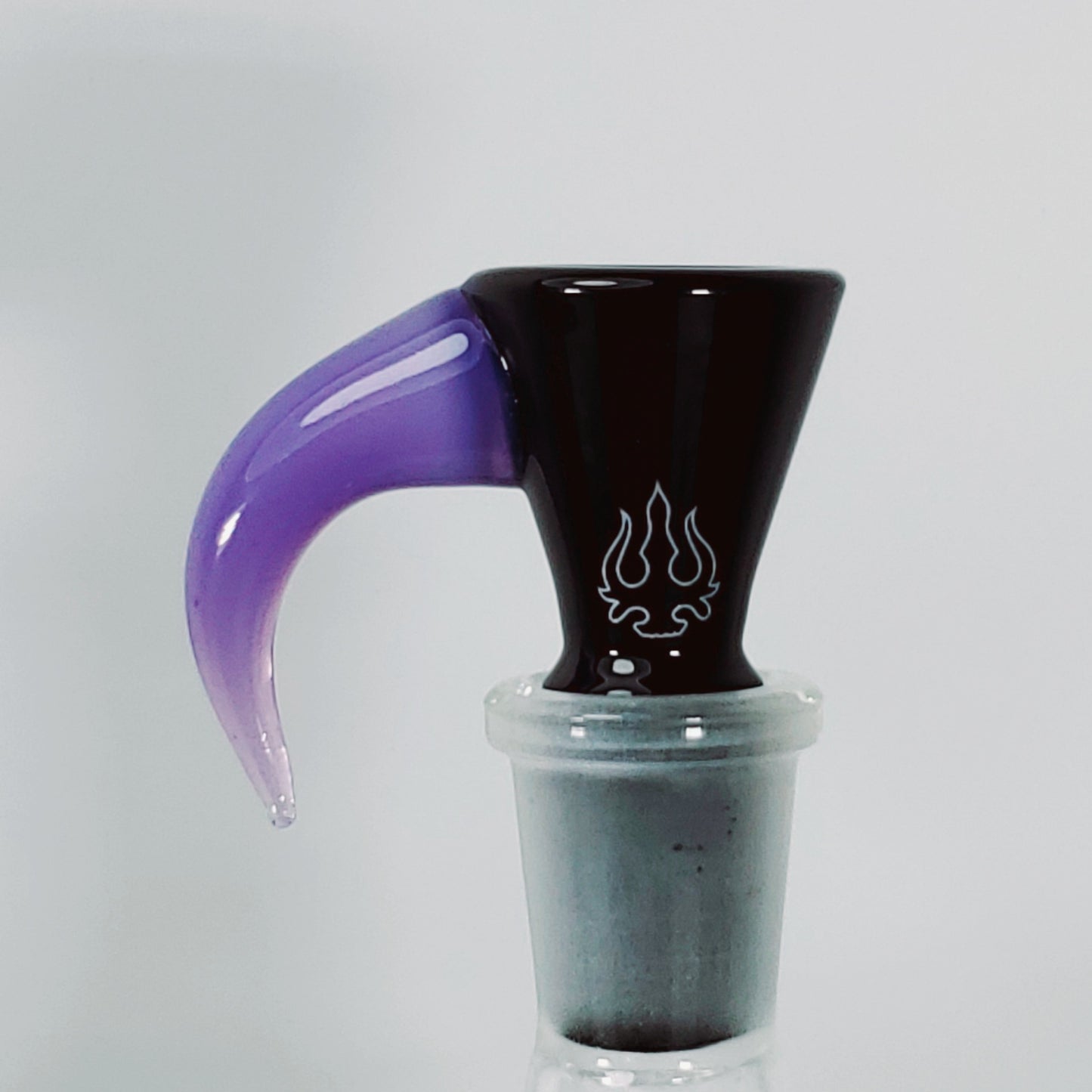 Hydros Horn Glass Bowl - 14mm - Black with Purple Horn