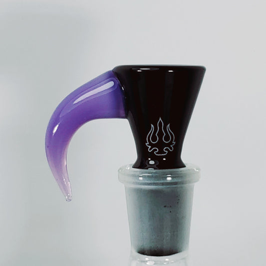 Hydros Horn Glass Bowl - 14mm - Black with Purple Horn