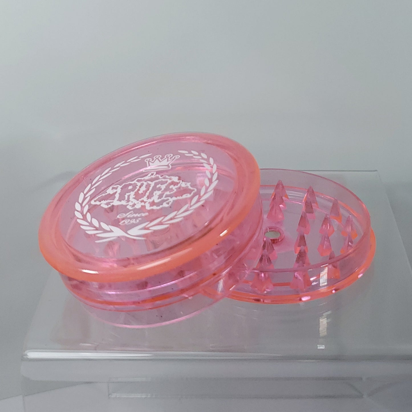Puff Brand Acrylic Grinder with Storage Cubby - Pink