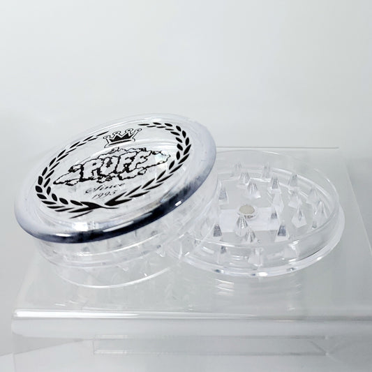Puff Brand Acrylic Grinder with Storage Cubby - Clear