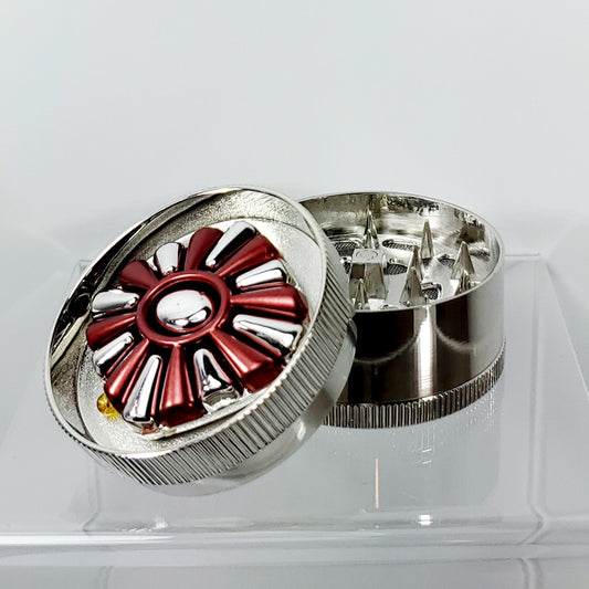 3 Piece Grinder - Metal - 50mm - Red Silver