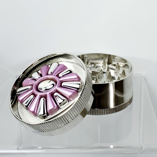 3 Piece Grinder - Metal - 50mm - Pink Silver