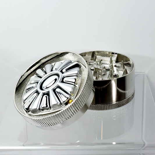 3 Piece Grinder - Metal - 50mm - Silver on Silver
