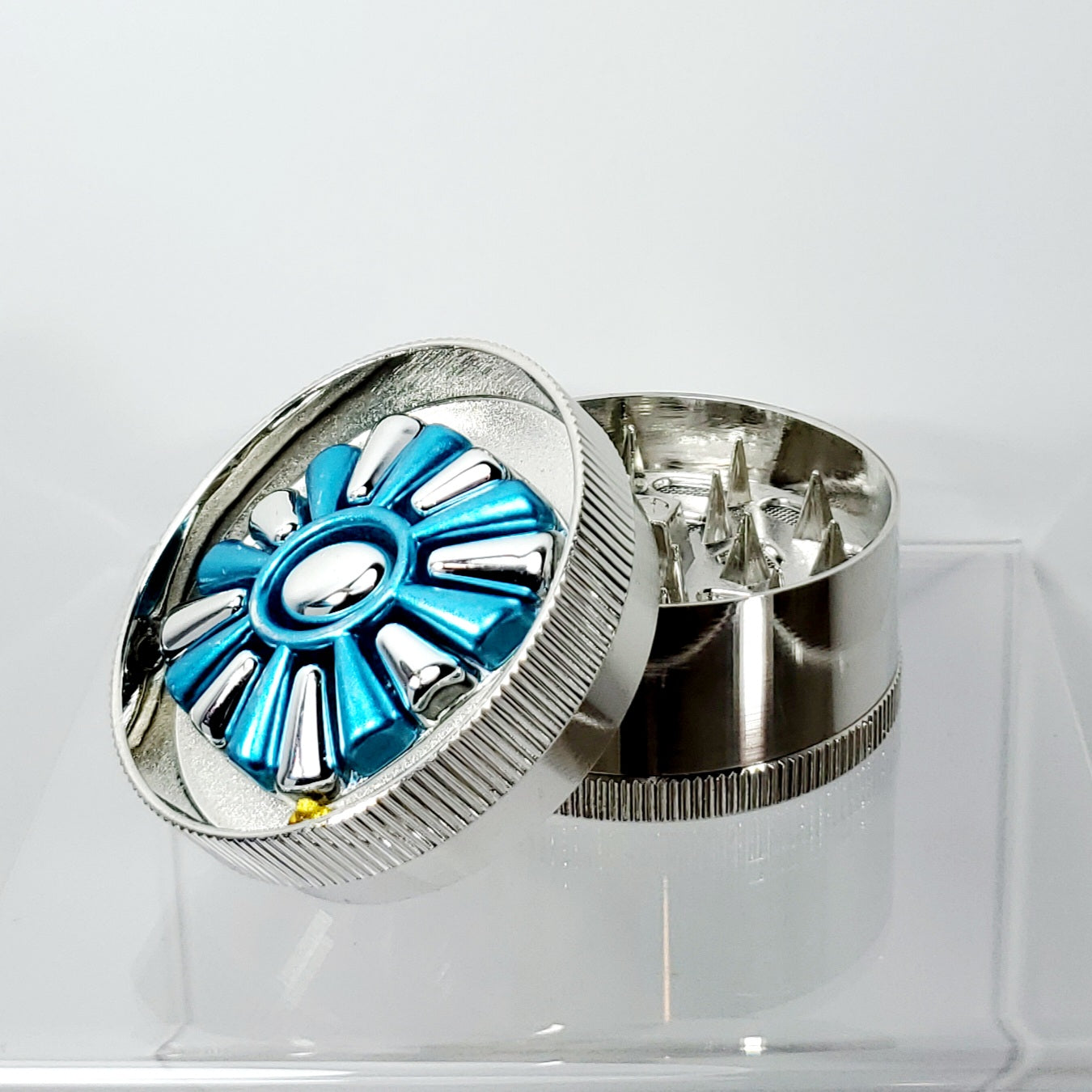 3 Piece Grinder - Metal - 50mm - Blue Silver