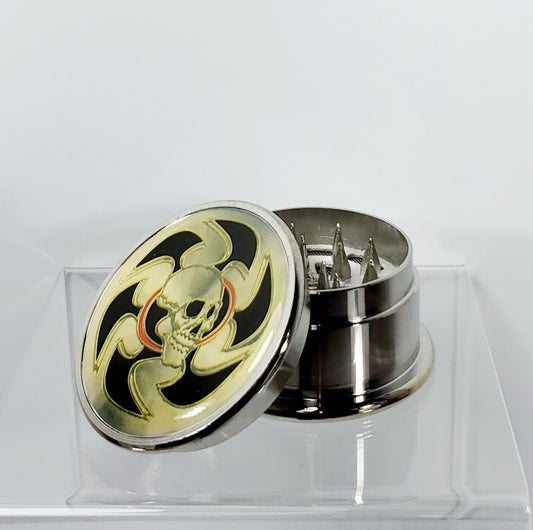 3 Piece Grinder - Metal - 50mm - Spinning Skull