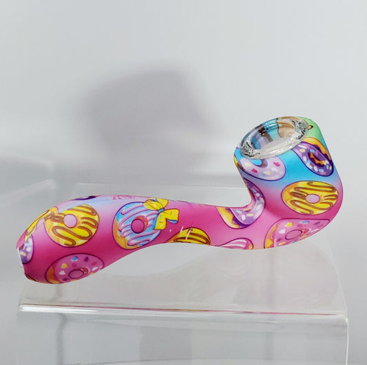 4" Silicone Pipe with Glass Bowl - Donut