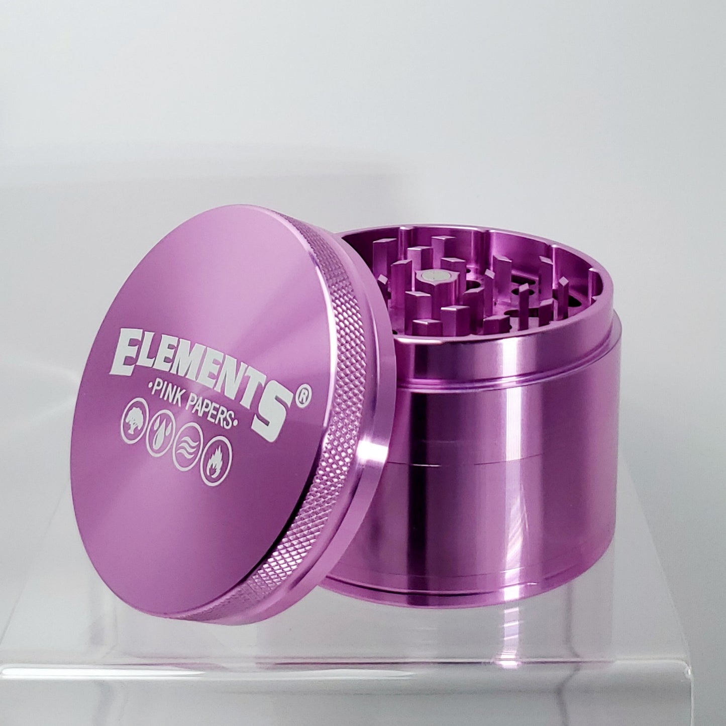 Elements Pink - 63mm - 4 Piece Grinder – Bright Shiny Pink