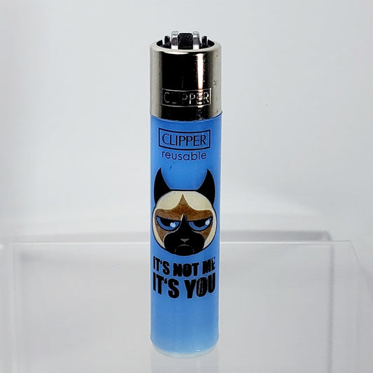 Clipper Refillable Lighter - Grumpy Cat Blue