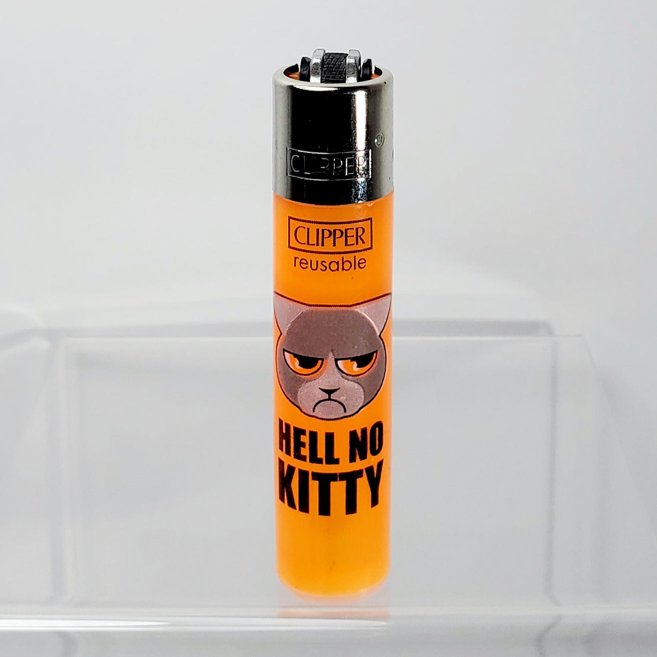 Clipper Refillable Lighter - Grumpy Cat Orange