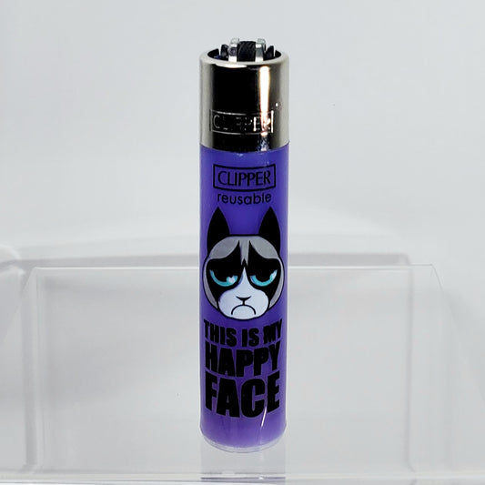 Clipper Refillable Lighter - Grumpy Cat Purple