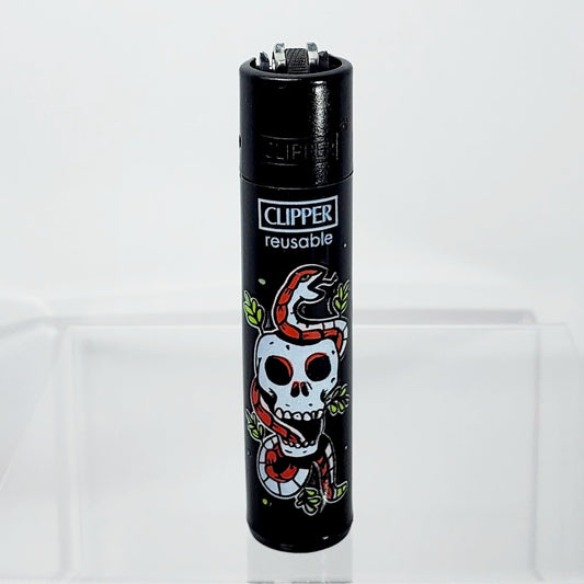 Clipper Refillable Lighter - Skull - Snakes
