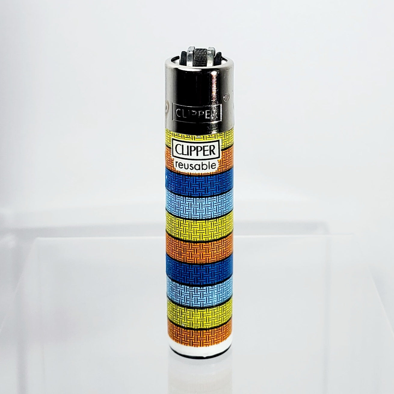 Clipper Refillable Lighter - Threads - Blue Yellow