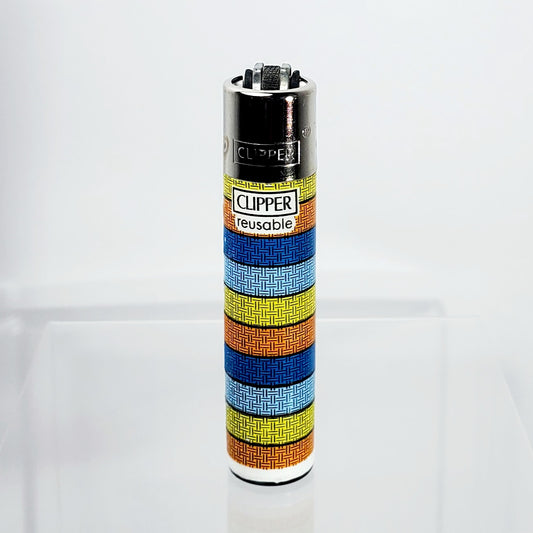 Clipper Refillable Lighter - Threads - Blue Yellow