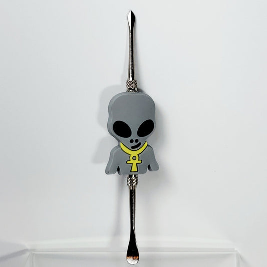 Metal Dab Tool with Silicone Character Handle - Grey Alien