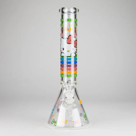 HK Kitty Beaker Bong - 14" - Stripes