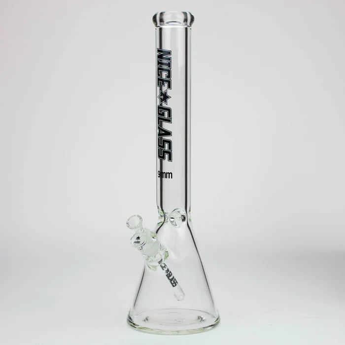 Nice Glass - 18" - 9mm - Beaker Bong - Black Logo