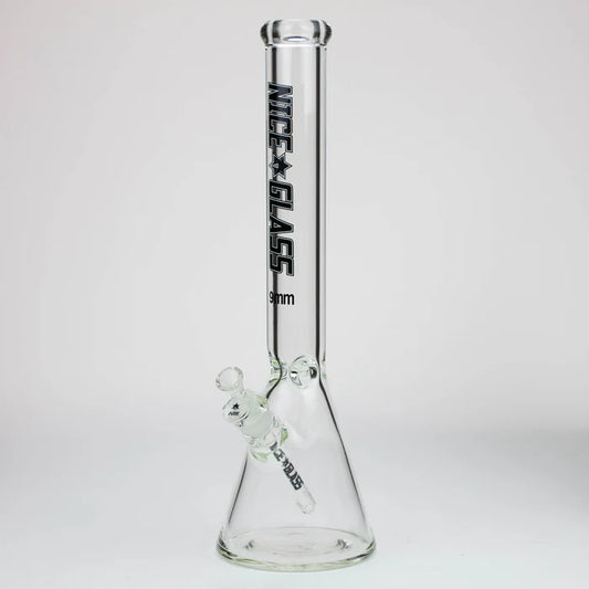 Nice Glass - 18" - 9mm - Beaker Bong - Black Logo