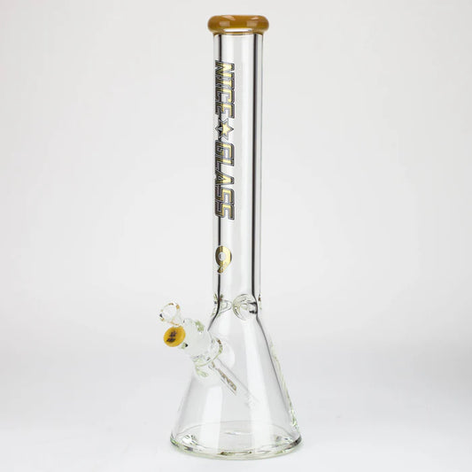 Nice Glass - 18" - 9mm - Beaker Bong with Topaz and Gold Accents