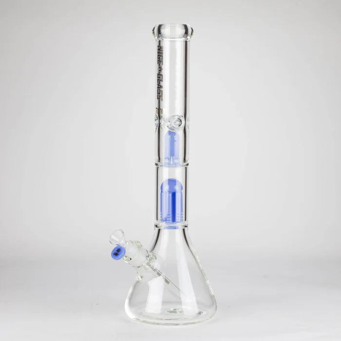 Nice Glass - 18" - 7mm - 6-Arm Perc Bong – Milky Blue