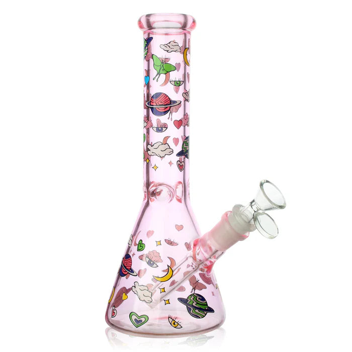 Glass Bong - 10" - Milky Way - Pink