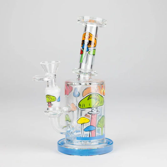 Magic Mushroom - Glass Dab Piece - 7" – Glow in the Dark - Blue