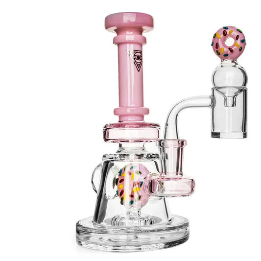 Red Eye Glass - Pink Donut Dab Set inc Donut bubble Cap